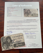 CARPENTERS * KAREN + RICHARD * JSA * Autograph Duo Newspaper Ad Signed