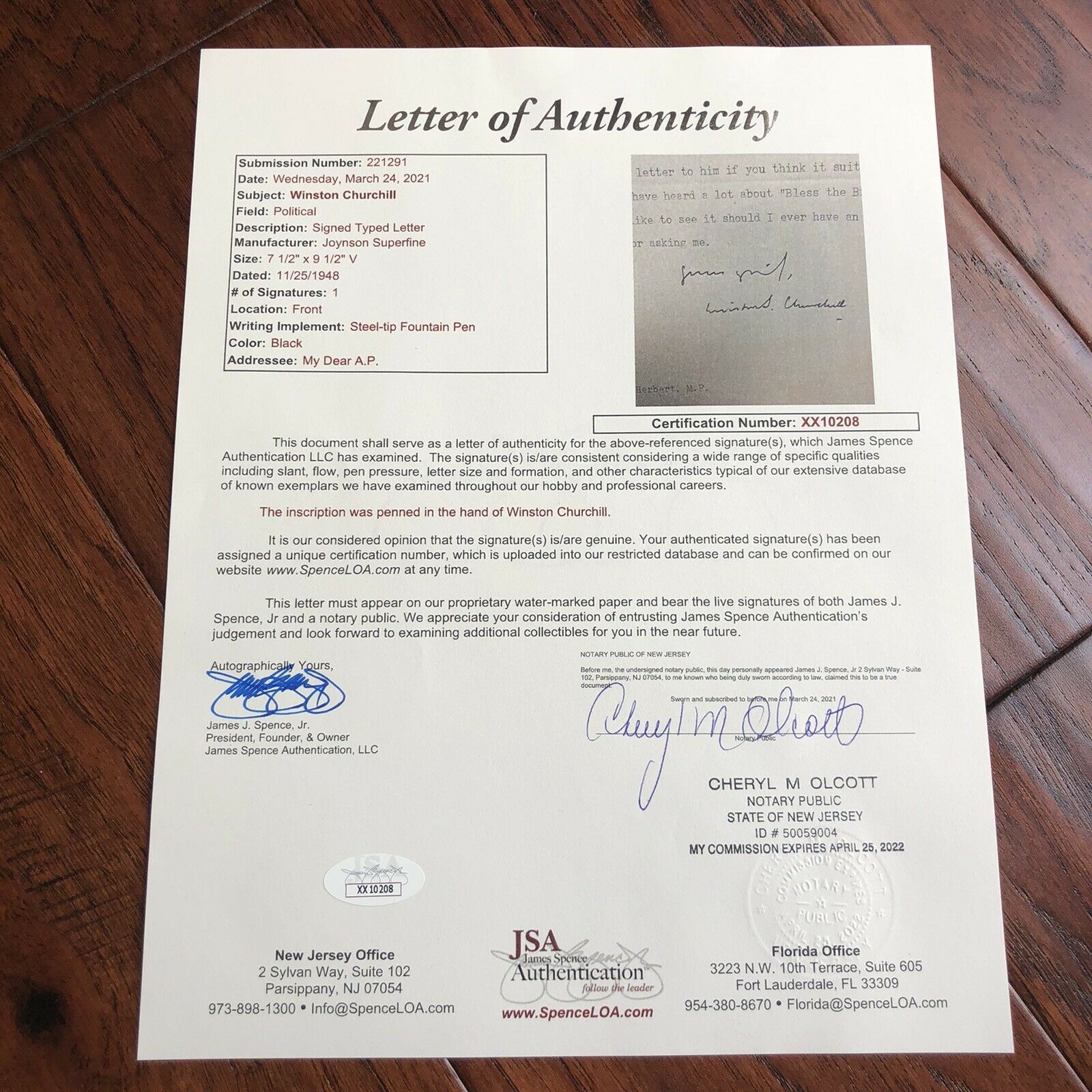 WINSTON S CHURCHILL * JSA LOA * Signed Letter to Playwright Alan P Herbert *