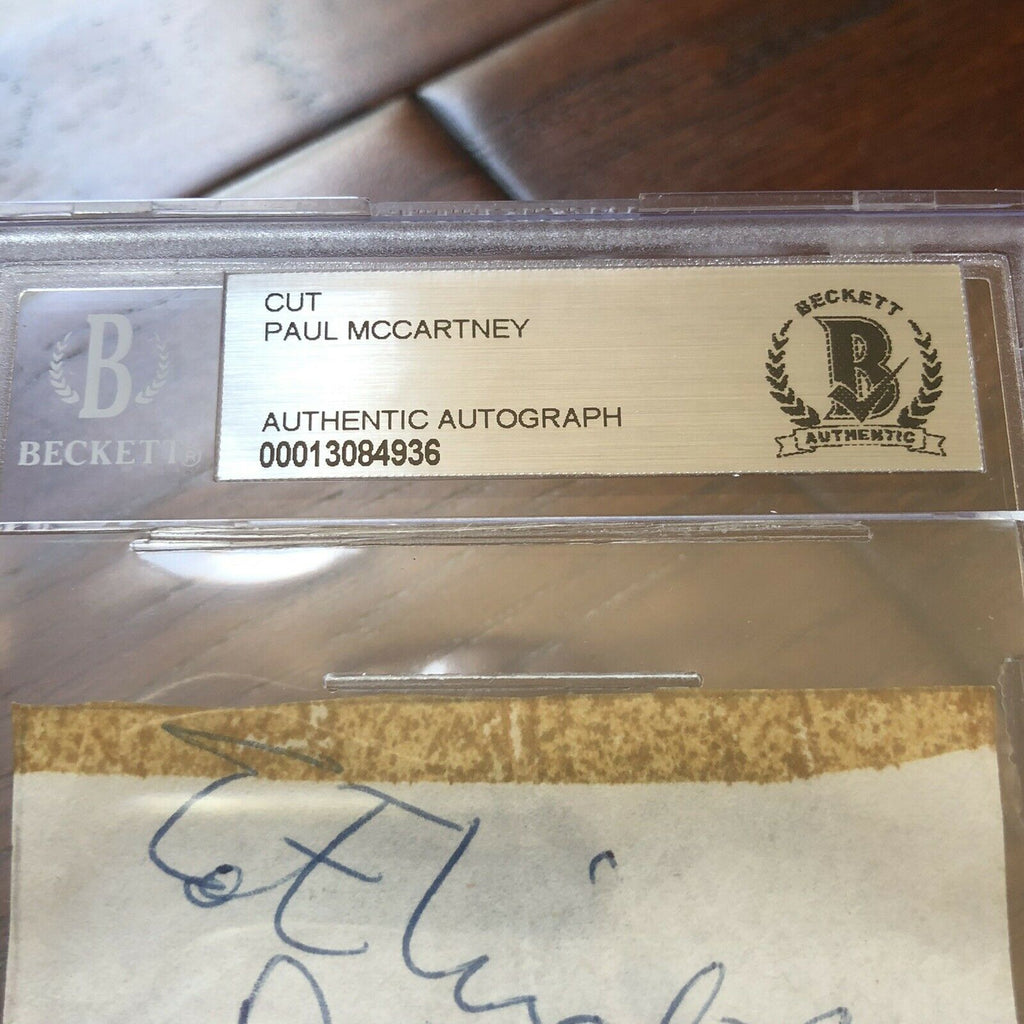 PAUL MCCARTNEY * BAS BECKETT SLAB * AUTOGRAPH CUT SIGNATURE SIGNED * THE BEATLES
