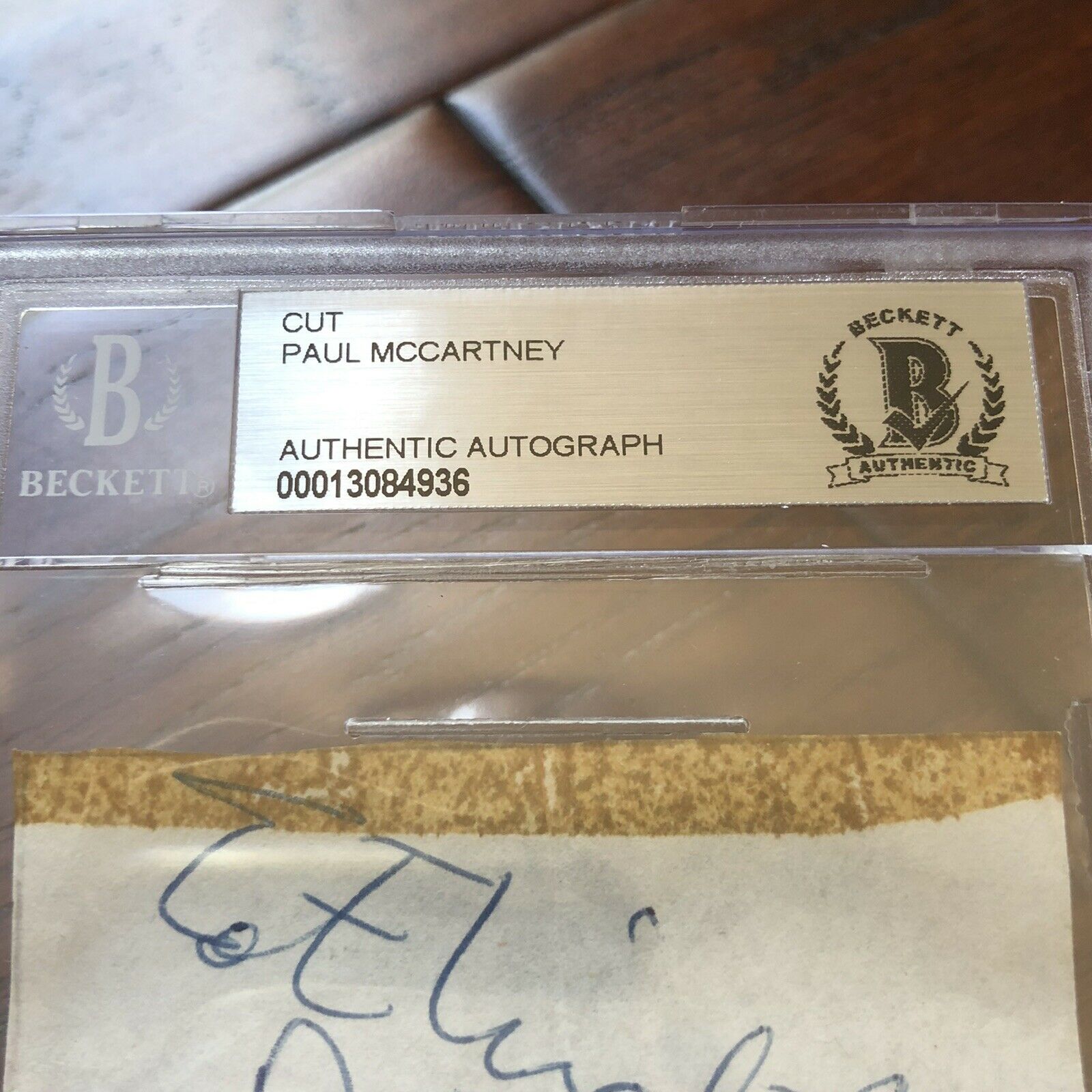 PAUL MCCARTNEY * BAS BECKETT SLAB * AUTOGRAPH CUT SIGNATURE SIGNED * THE BEATLES