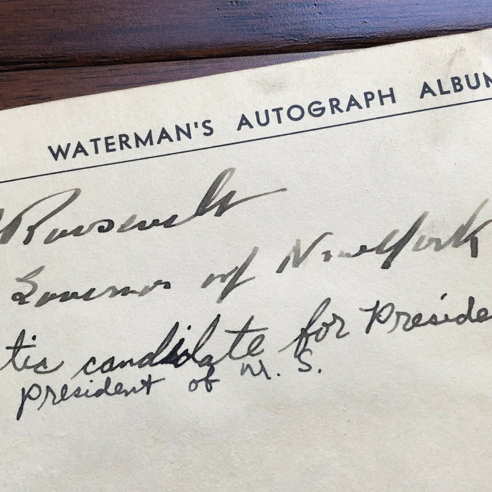 FRANKLIN D. ROOSEVELT * JSA LOA * Waterman's Autograph Album Signed Page *