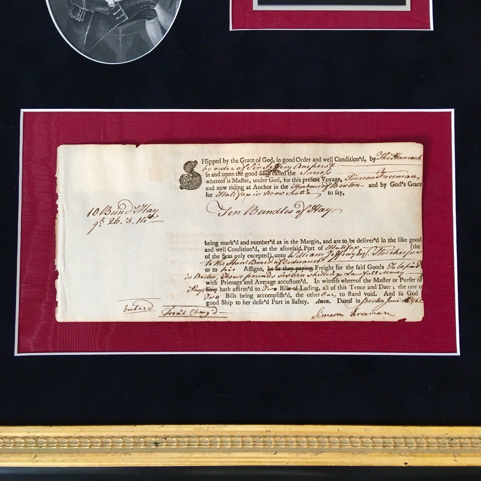 JOHN HANCOCK * Handwritten AUTOGRAPH Ships Manifest SIGNED for British Army