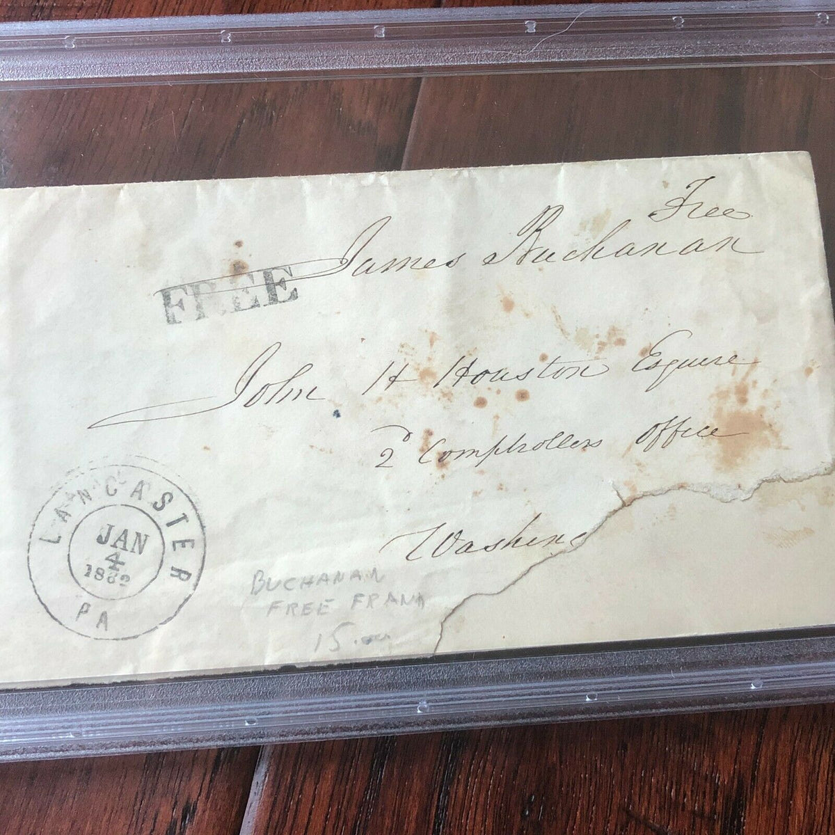 JAMES BUCHANAN * PSA/DNA Slab * Hand SIGNED AUTOGRAPH Envelope * Encapsulated