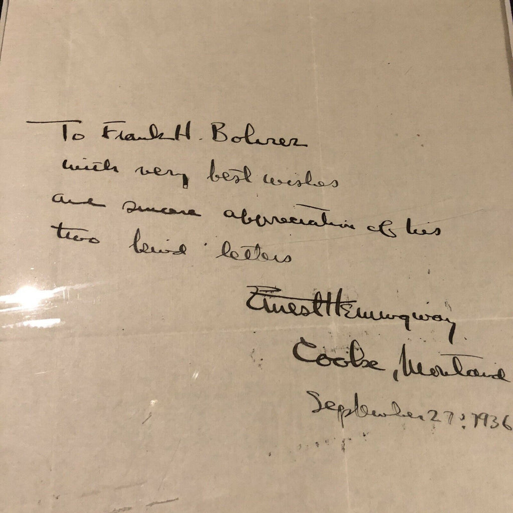 ERNEST HEMINGWAY * JSA LOA * Handwritten Autograph Note Signed * Book Author