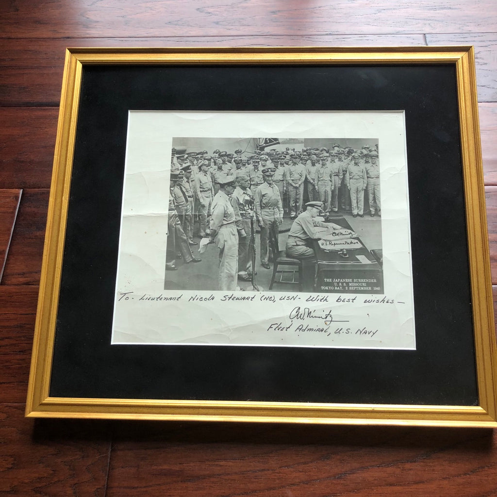 CHESTER W. NIMITZ * JSA LOA * Large Signed WWII Japan Surrender Photo Autograph