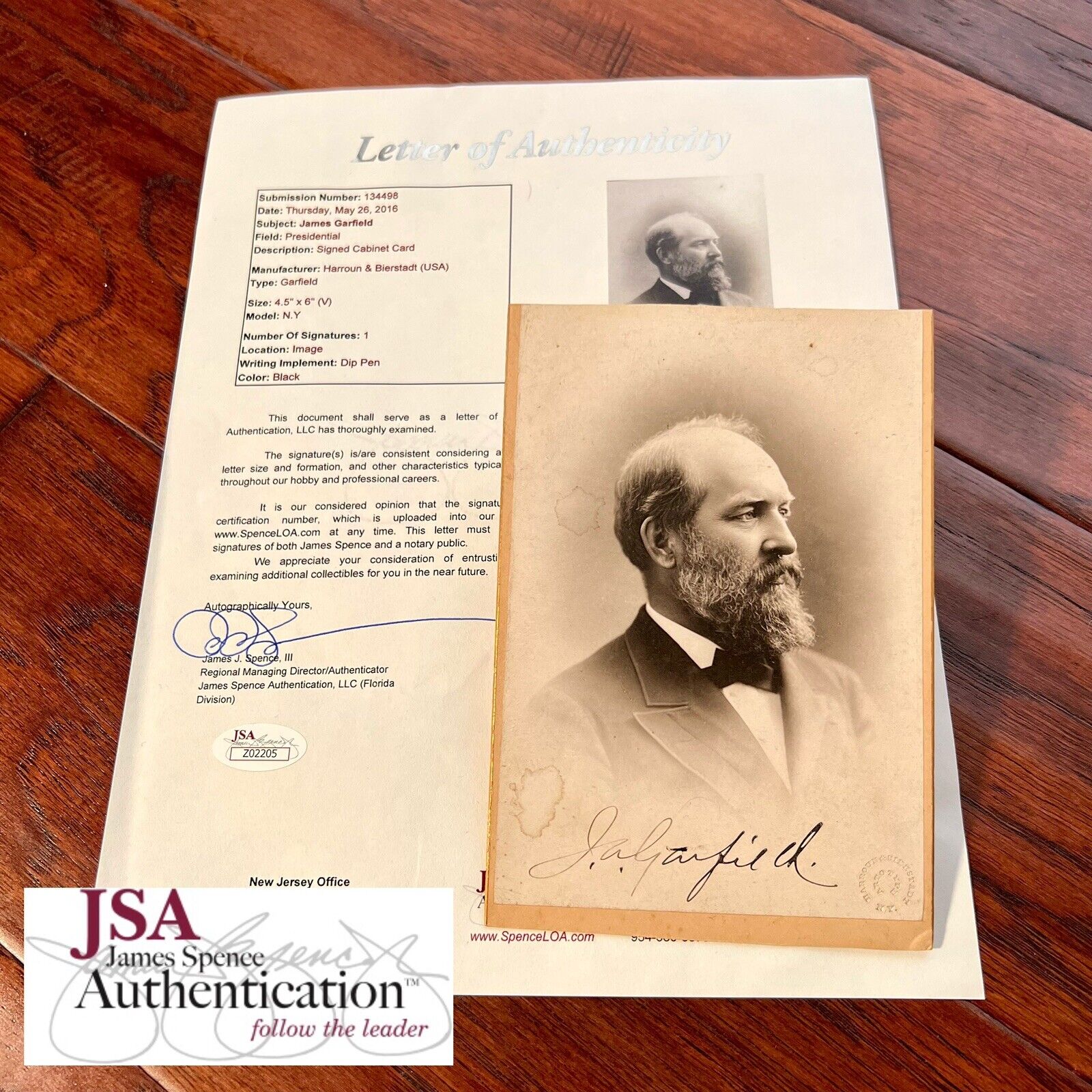JAMES A. GARFIELD * JSA LOA * Signed Cabinet Card Photograph Autograph