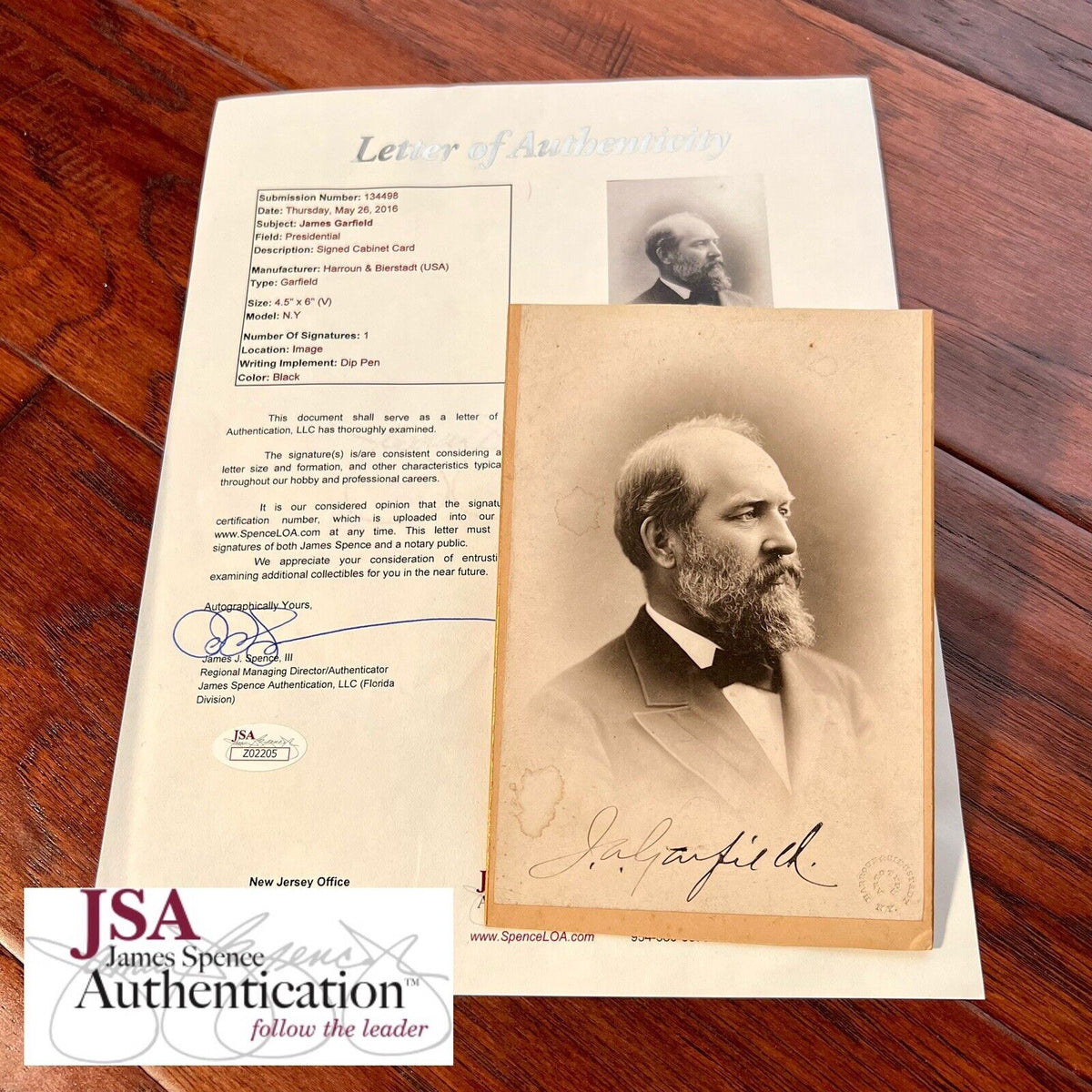 JAMES A. GARFIELD * JSA LOA * Signed Cabinet Card Photograph Autograph