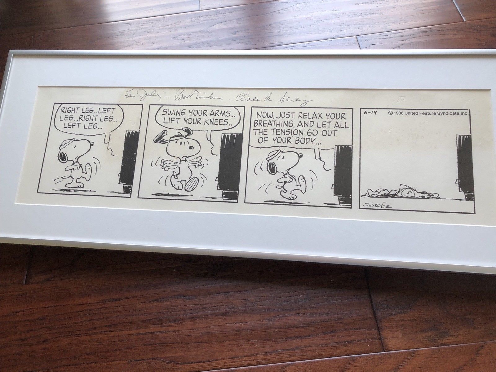 CHARLES M. SCHULZ * Hand Signed SNOOPY ARTWORK * Peanuts Autograph Comic Strip