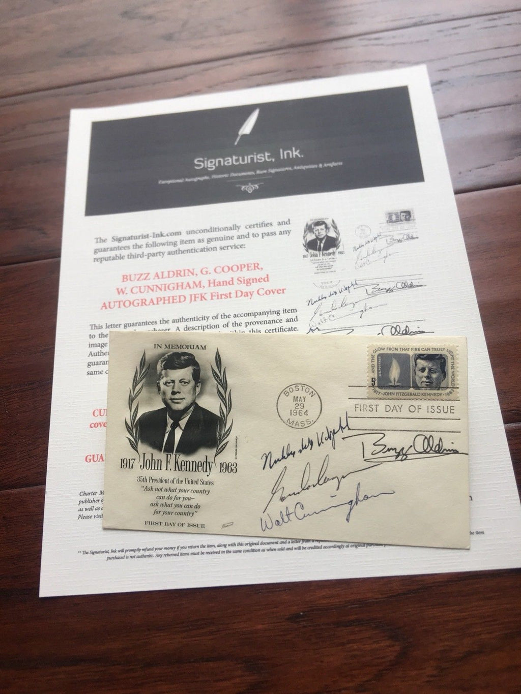 BUZZ ALDRIN * Gordon COOPER * CUNNINGHAM * Autograph Signed * JOHN KENNEDY FDC