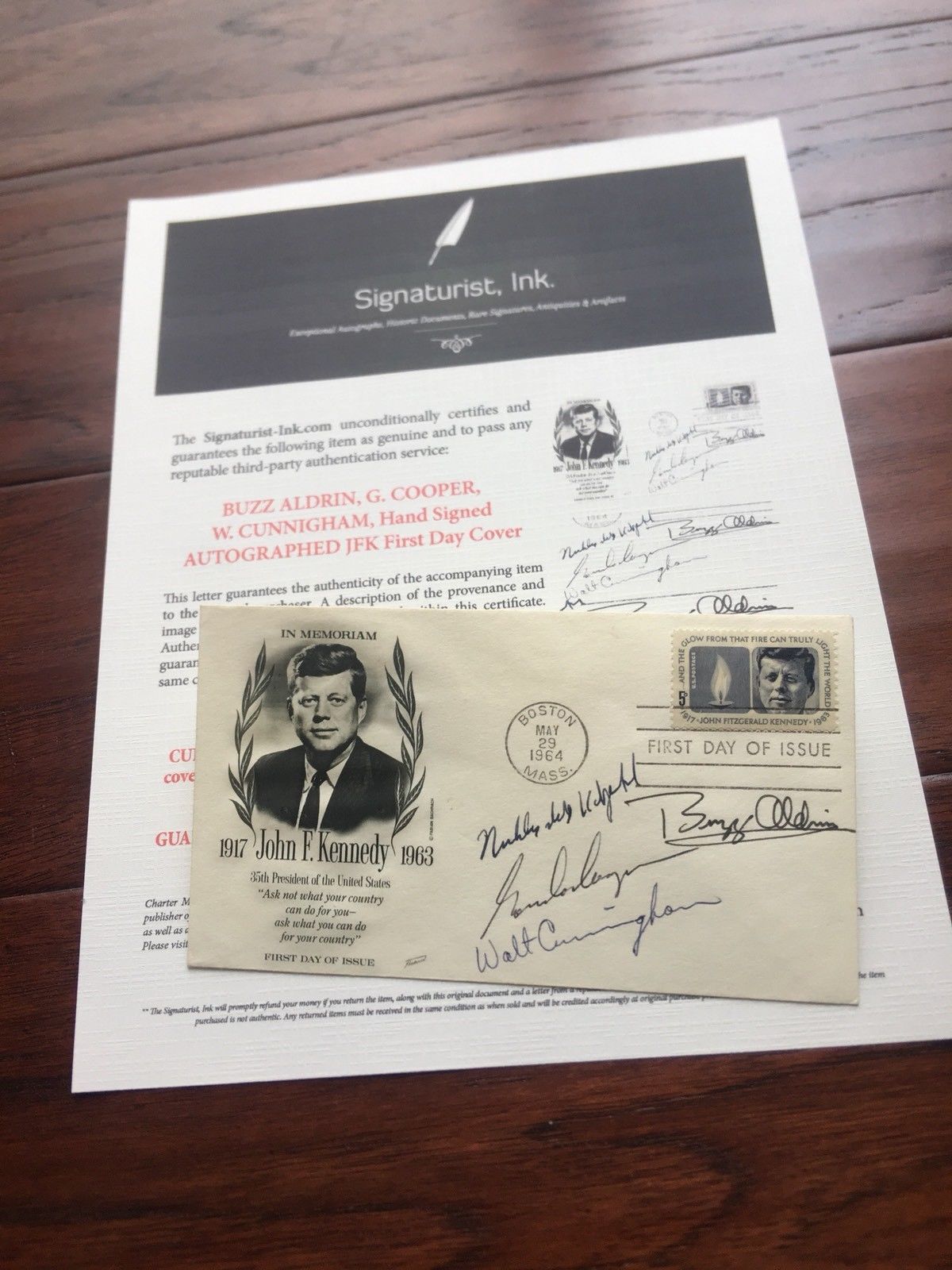 BUZZ ALDRIN * Gordon COOPER * CUNNINGHAM * Autograph Signed * JOHN KENNEDY FDC