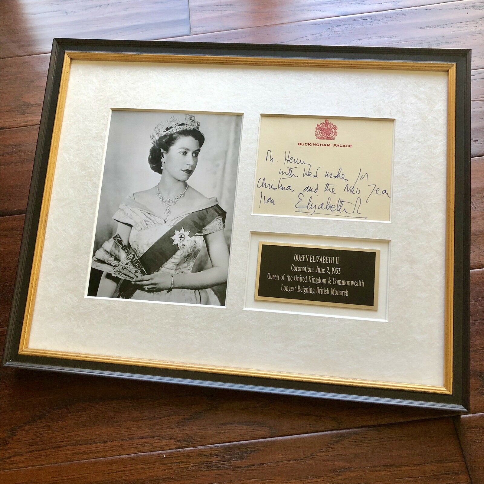 QUEEN ELIZABETH II * BAS LOA * Handwritten Autograph Buckingham Card SIGNED *