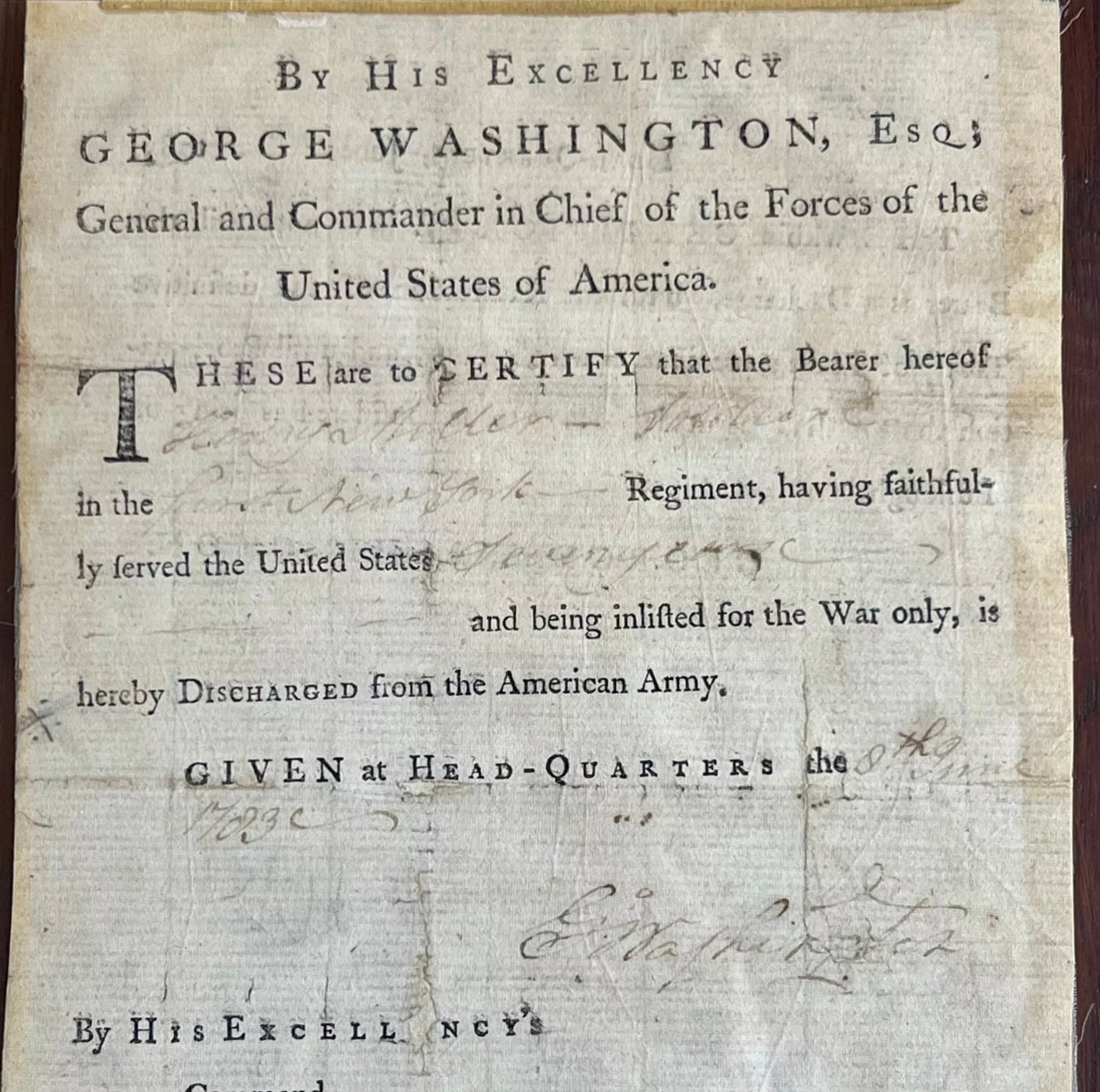 GEORGE WASHINGTON PSA Autograph VALLEY FORGE Revolutionary War Discharge SIGNED