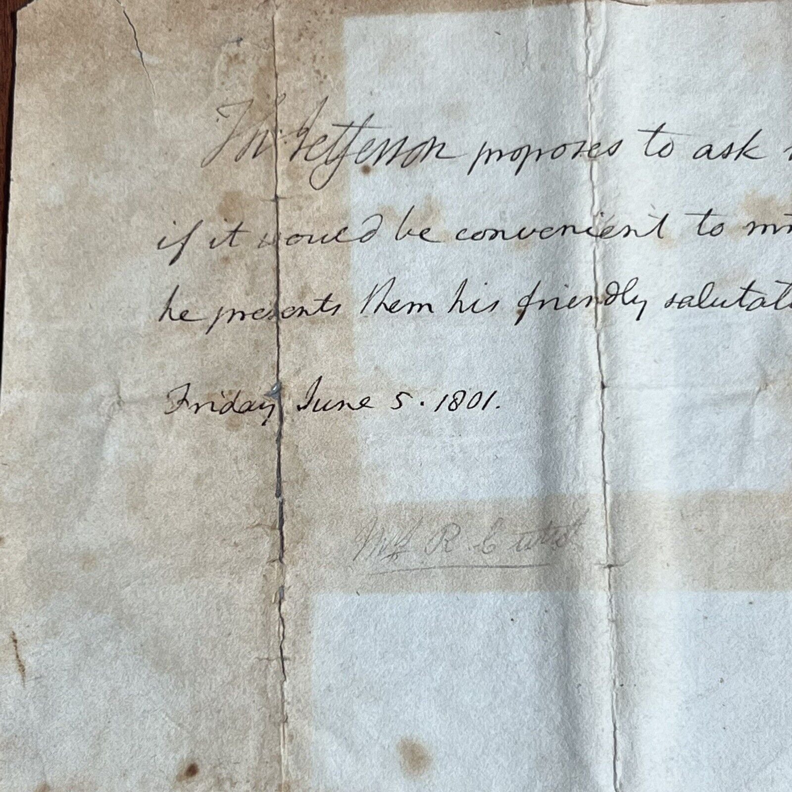 THOMAS JEFFERSON * PSA/DNA * Signed Invitation to Mrs. James Madison Autograph