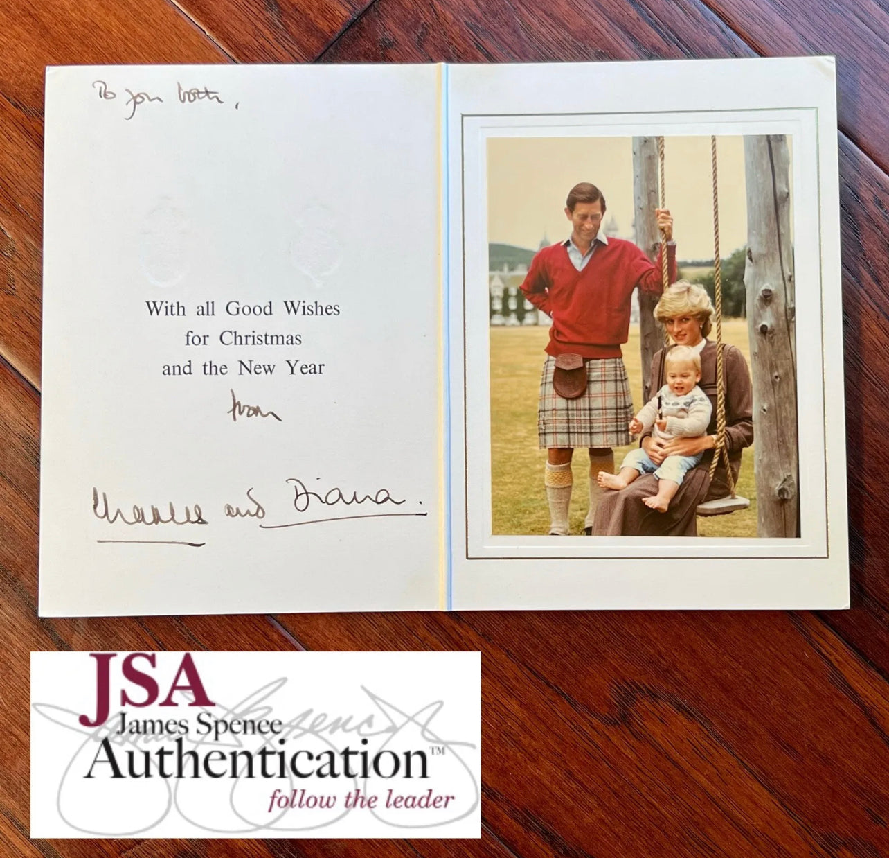 KING CHARLES III and PRINCESS DIANA * JSA * Signed 1983 Christmas Card Autograph