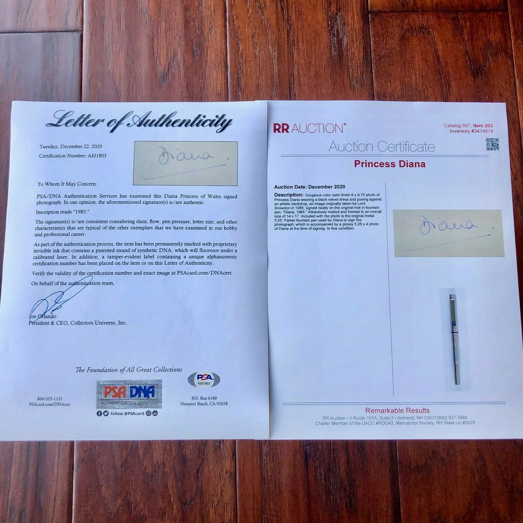 PRINCESS DIANA * PSA * AUTOGRAPH Snowdon Royal Portrait SIGNED * with Her PEN!