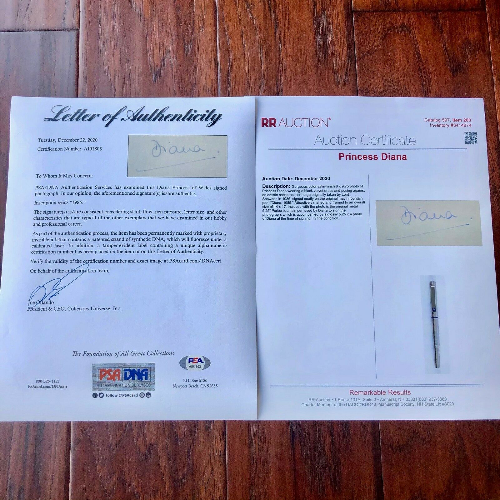 PRINCESS DIANA * PSA * AUTOGRAPH Snowdon Royal Portrait SIGNED * with Her PEN!