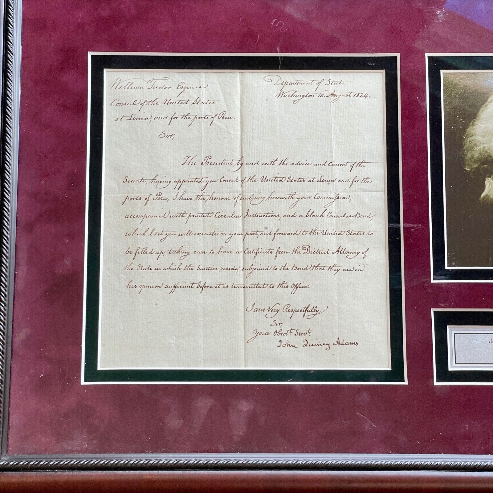JOHN QUINCY ADAMS * JSA * Autograph Diplomatic Commission Letter Signed * Peru