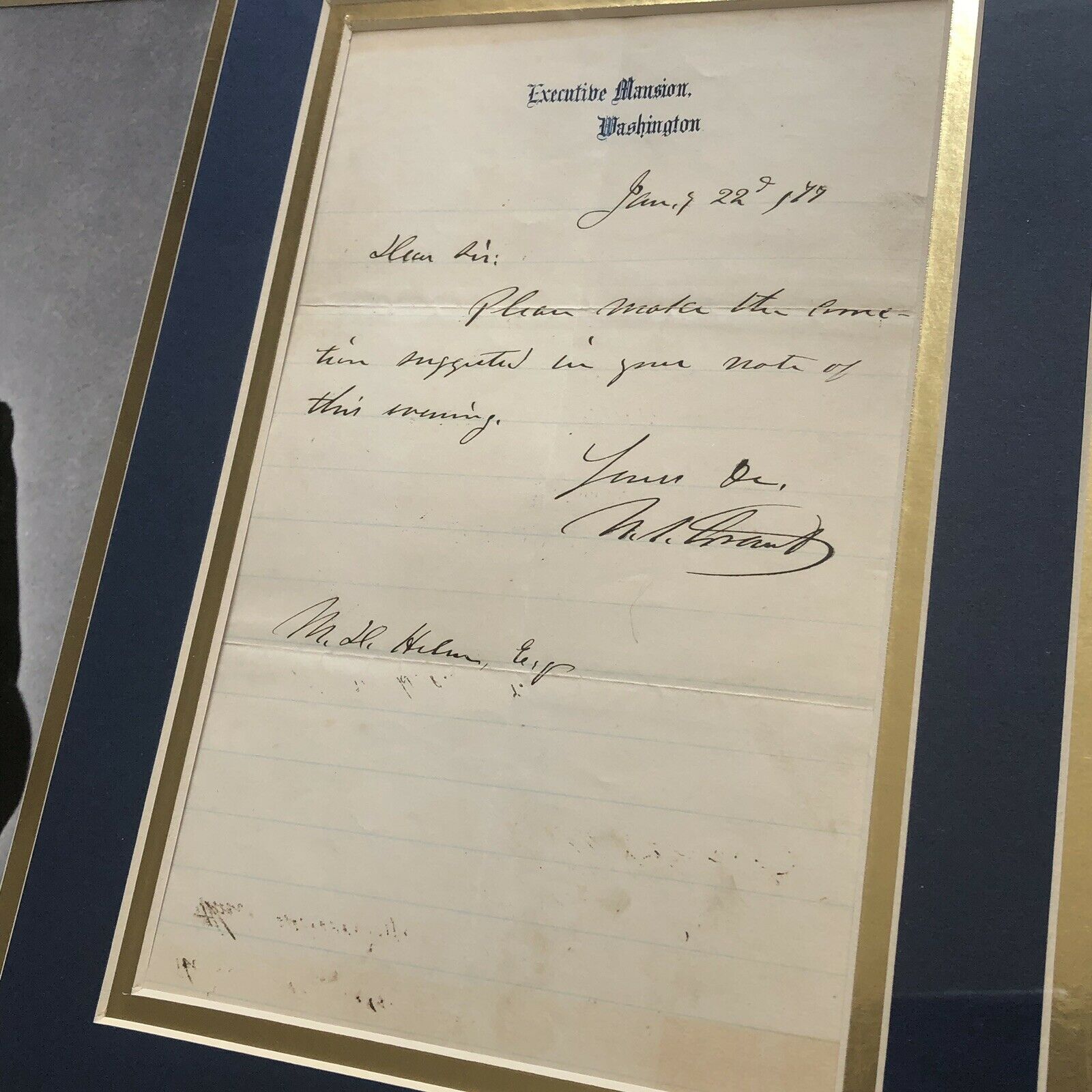 ULYSSES S. GRANT * PSA/DNA MINT 9 * Executive Mansion * AUTOGRAPH Letter SIGNED