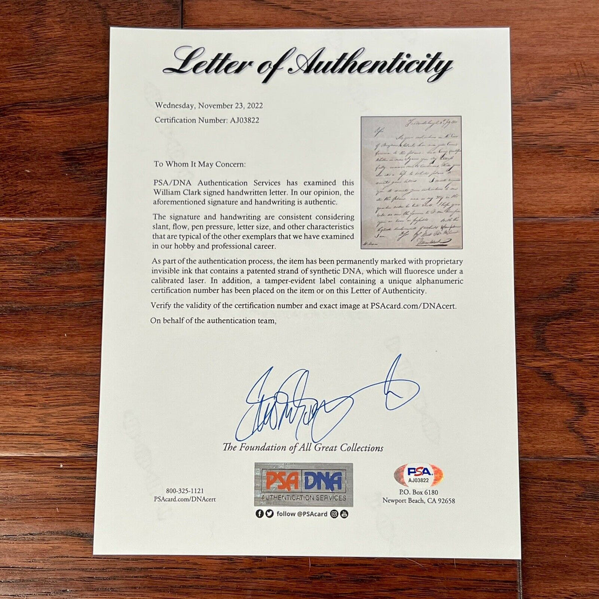 WILLIAM CLARK * PSA/DNA * Lewis & Clark Handwritten Autograph Letter Signed