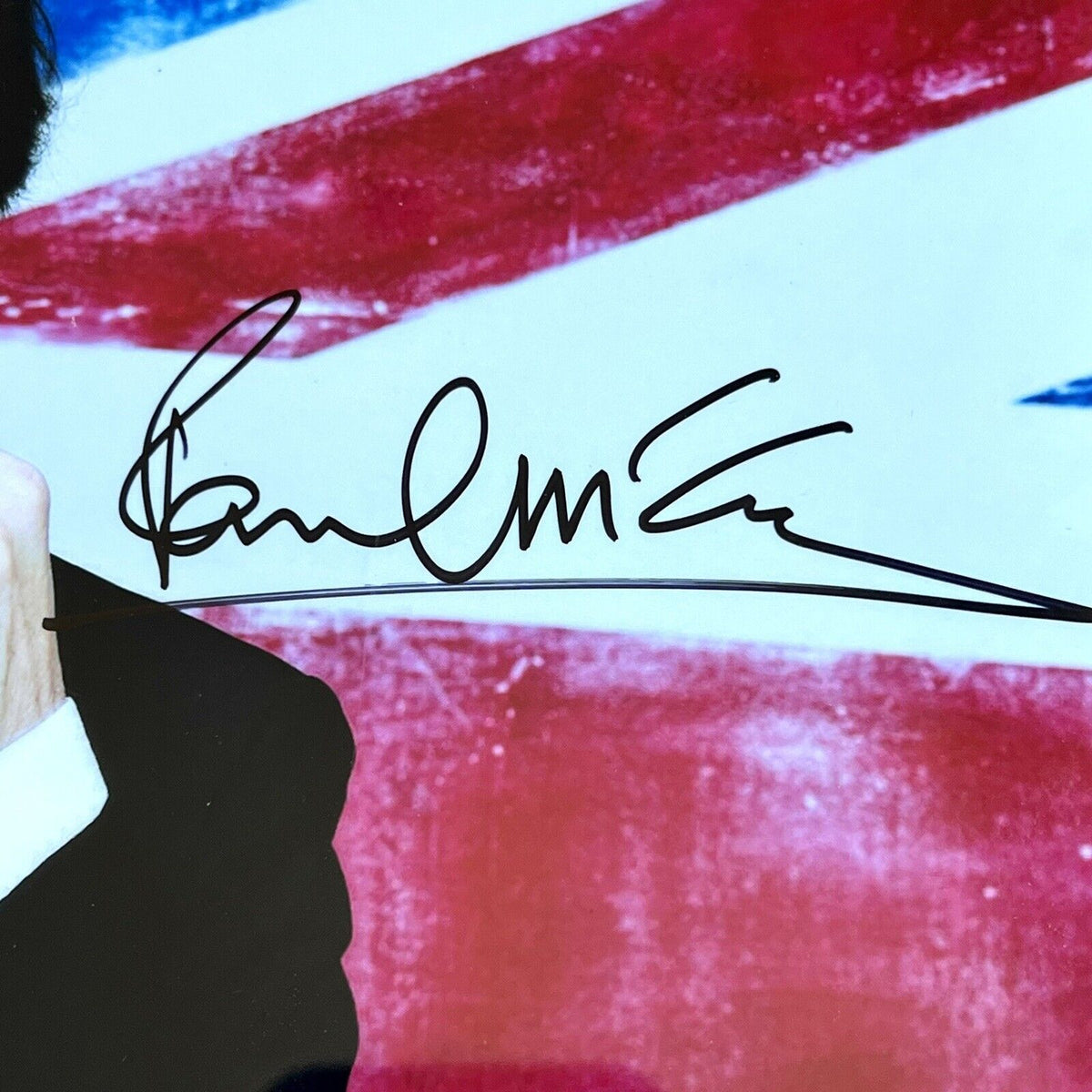PAUL MCCARTNEY * PSA/DNA Slab * Signed Union Jack Tea Photo Autograph Beatles