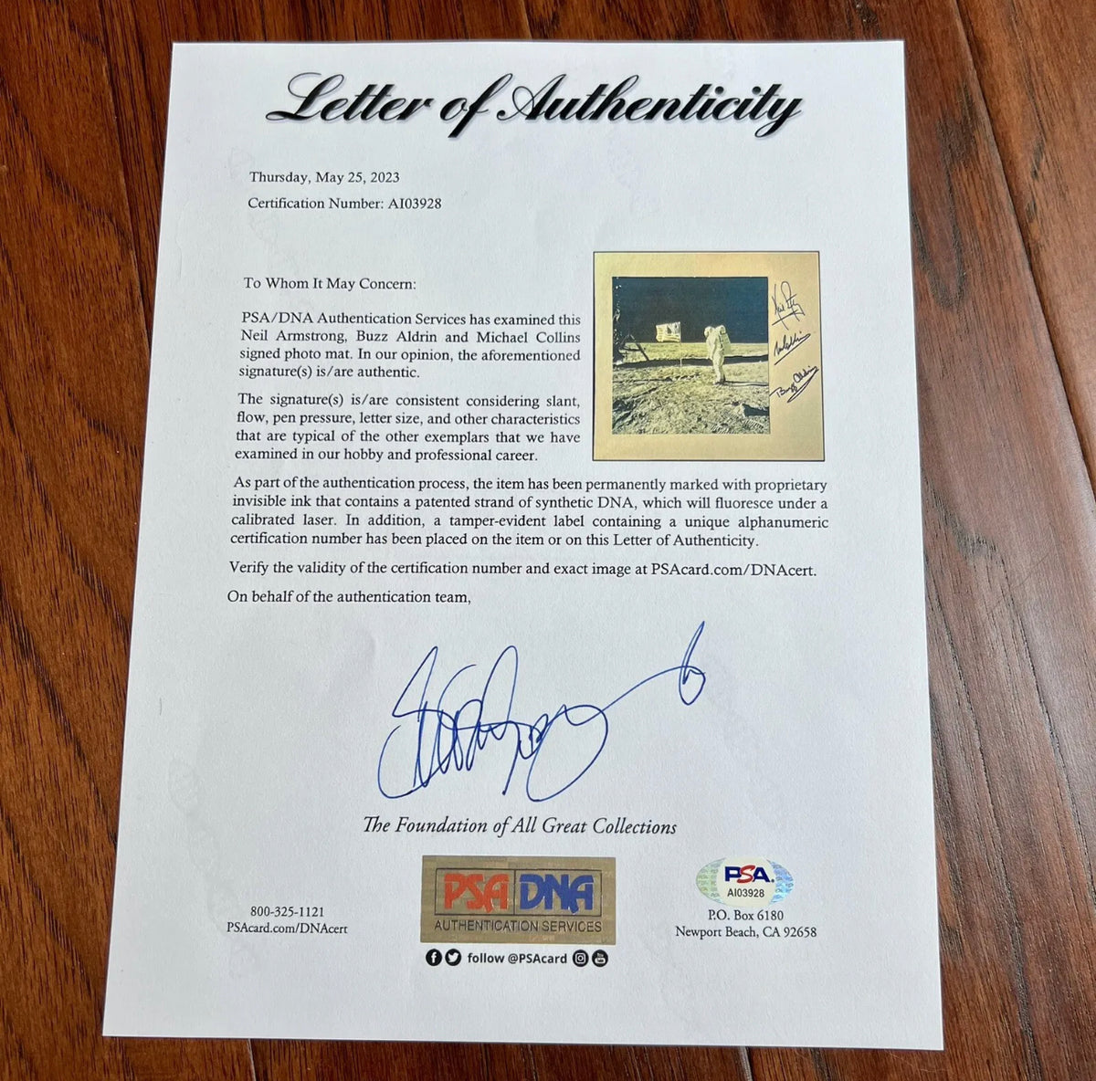 APOLLO 11 * PSA * 1969 Crew Signed Autograph Photo * Neil Armstrong Buzz Aldrin
