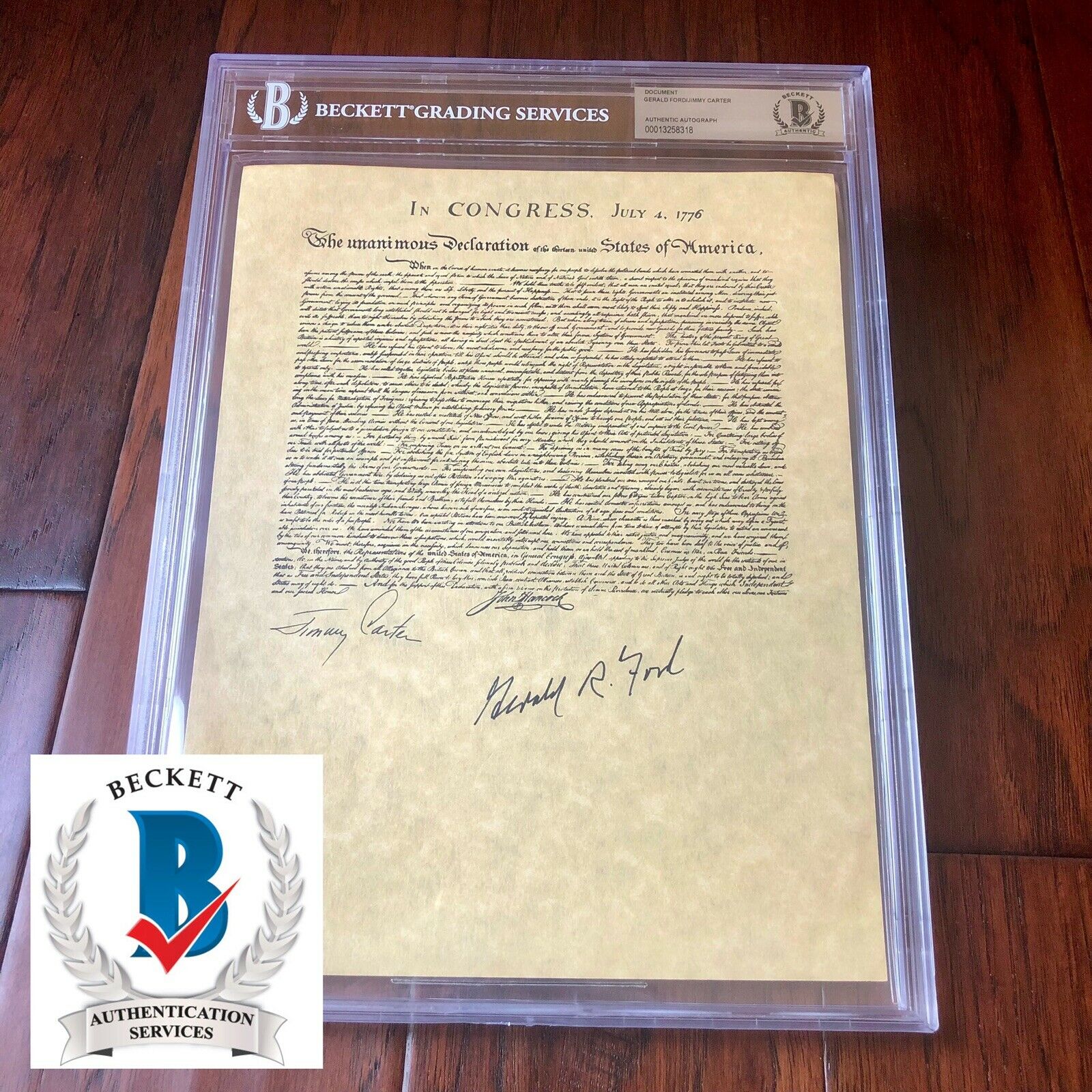 GERALD FORD & JIMMY CARTER * BAS * Autograph Declaration of Independence Signed