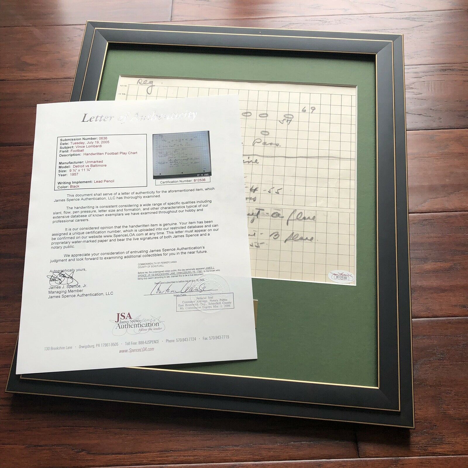 VINCE LOMBARDI * JSA COA * Scarce Handwritten Play Packers