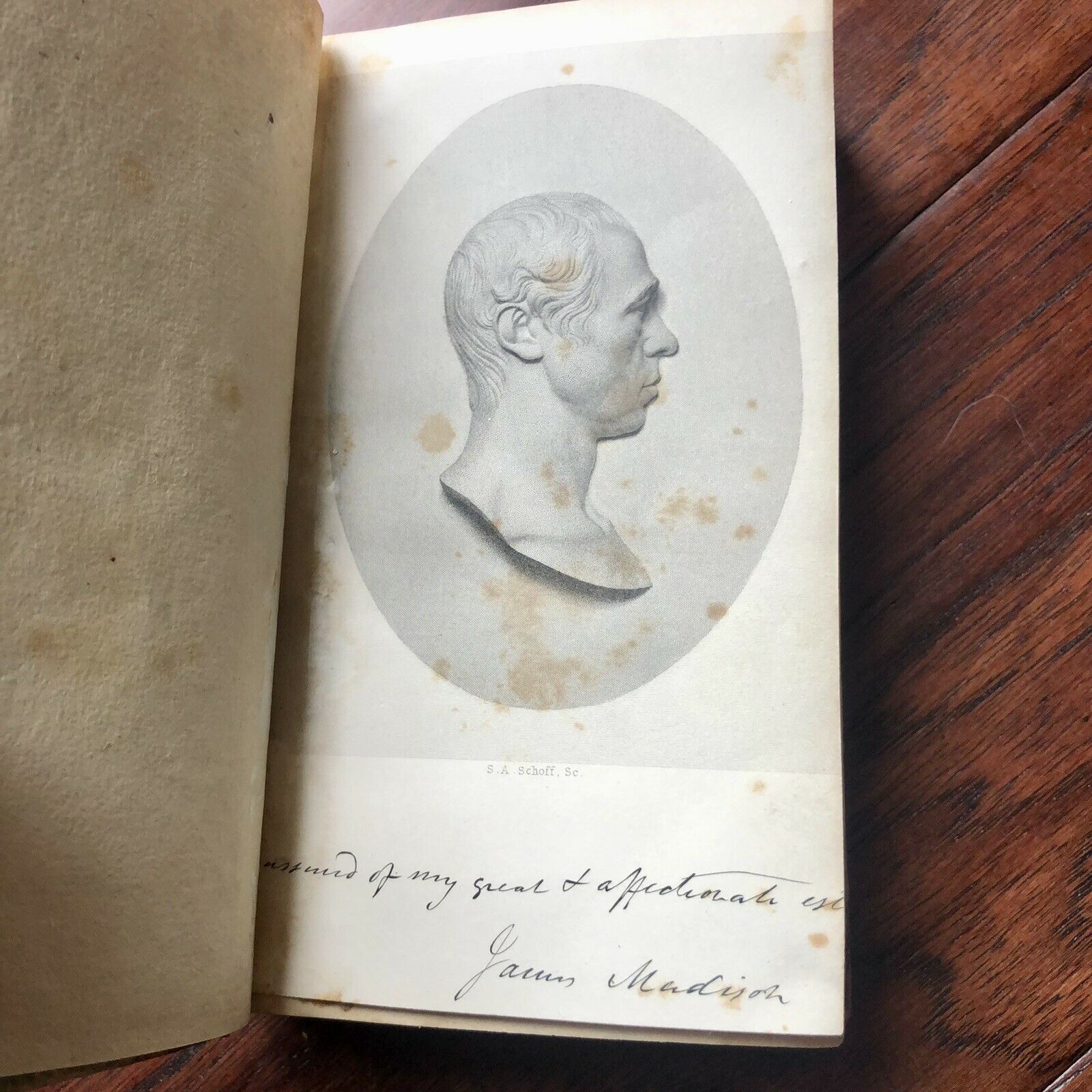 JAMES MADISON * Beckett * Signed Book from his Library On Native Wars Autograph