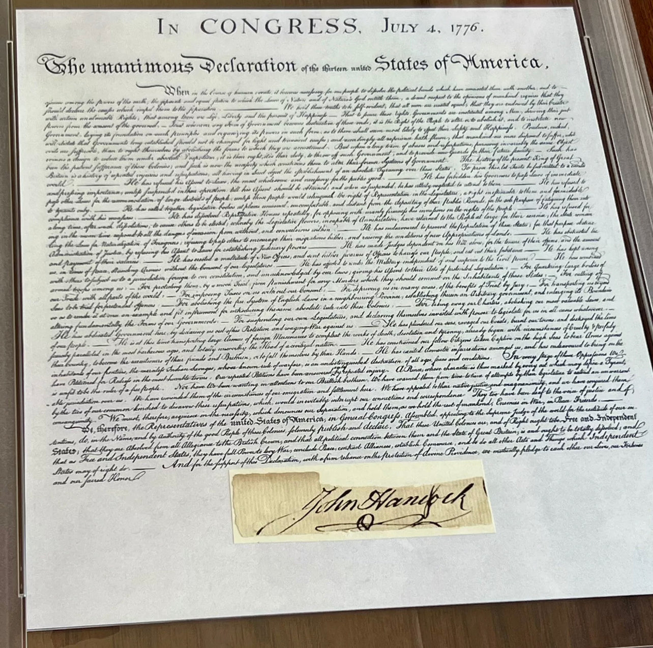 JOHN HANCOCK * PSA * Autograph Signed Souvenir Declaration of Independence