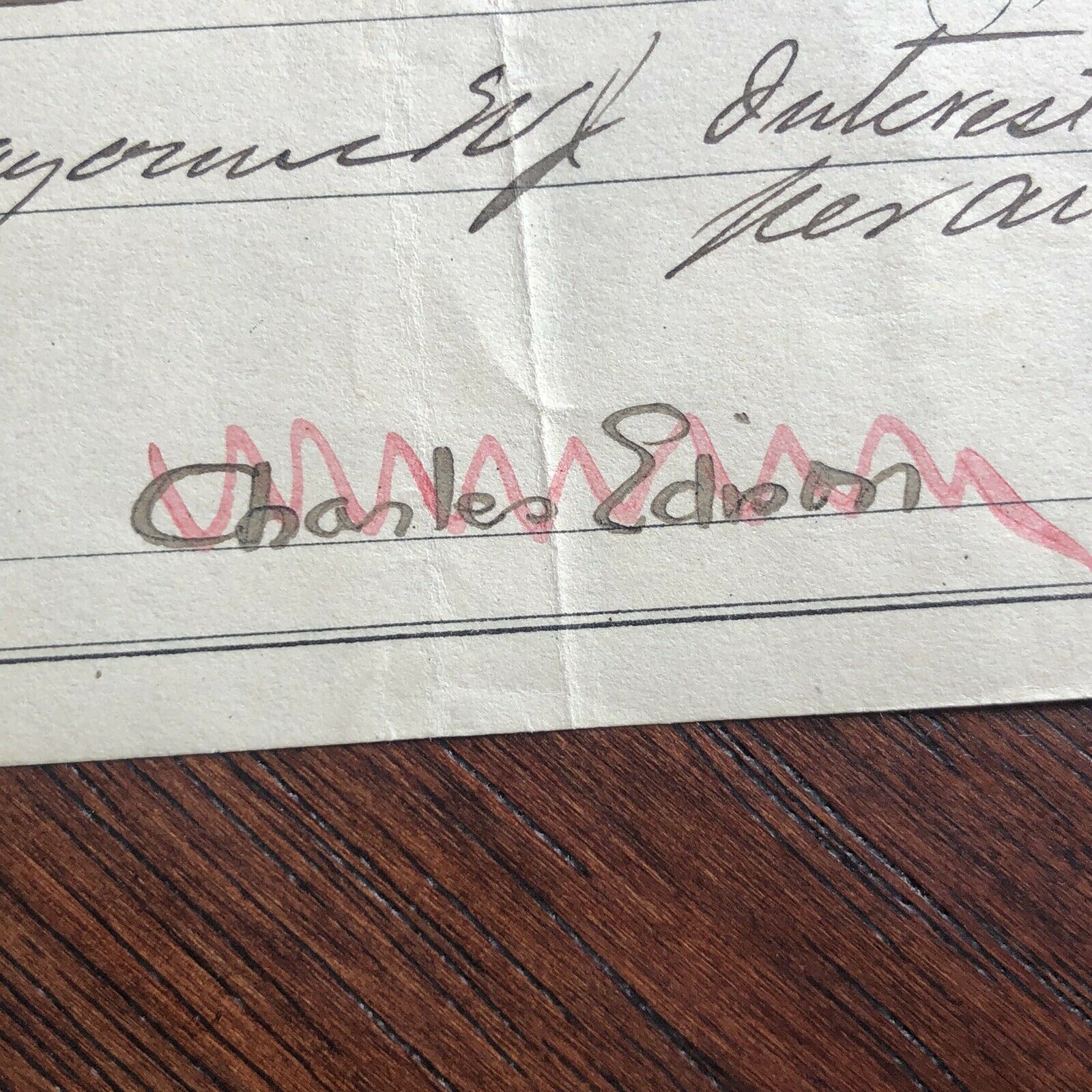 THOMAS EDISON * JSA LOA * Signed Promissory Check Autograph * Umbrella Signature