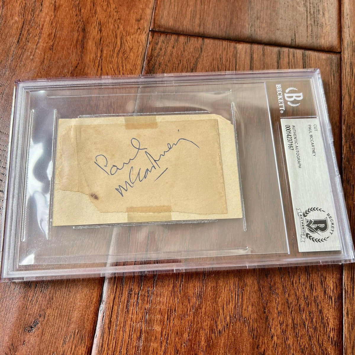 PAUL MCCARTNEY * BAS BECKETT SLAB * AUTOGRAPH CUT SIGNATURE SIGNED * THE BEATLES