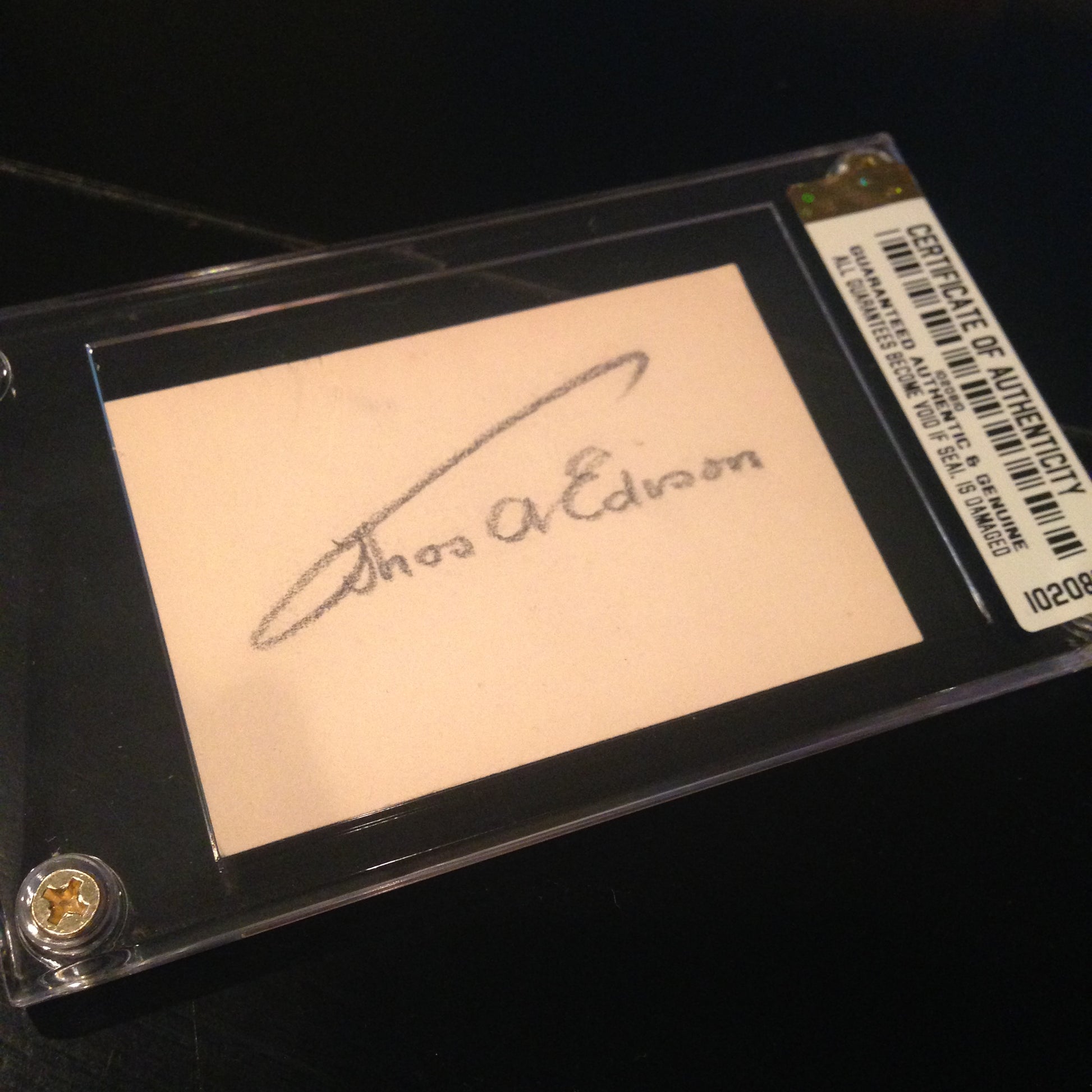 Legendary Scientist Thomas Edison Encapsulated Cut Signature