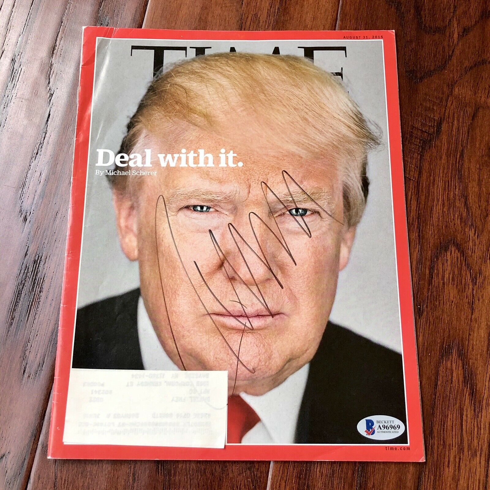DONALD J TRUMP * Beckett BAS * Hand Signed Deal With It Time Magazine Autograph