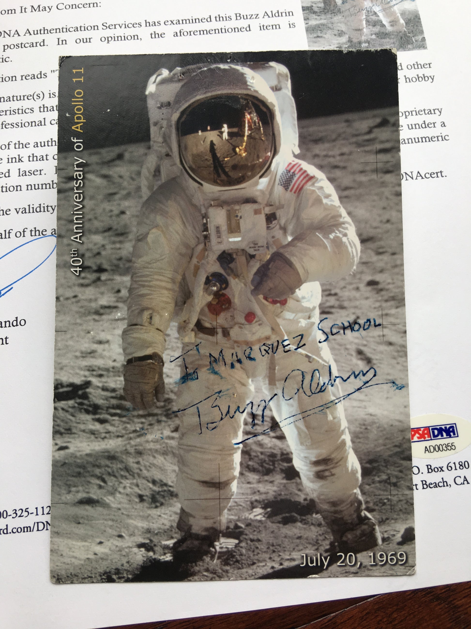 BUZZ ALDRIN * PSA/DNA * Signed LUNAR Postcard * NASA * Apollo 11 autograph