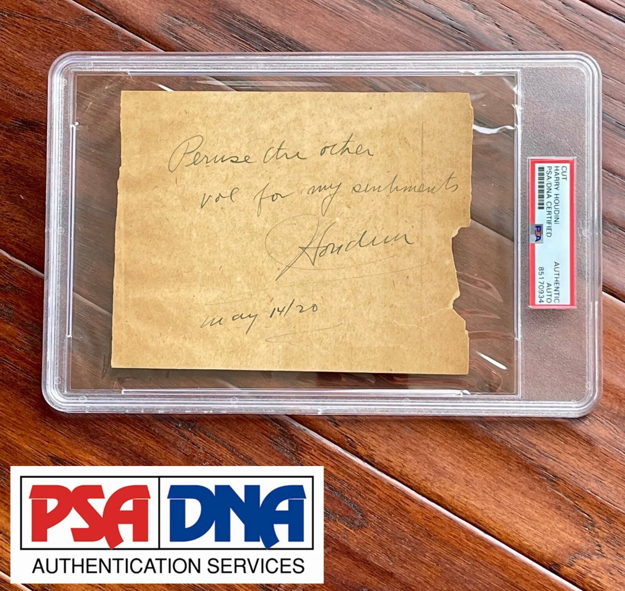HARRY HOUDINI * PSA/DNA * Autograph Note Signed * Magician & Escape Artist