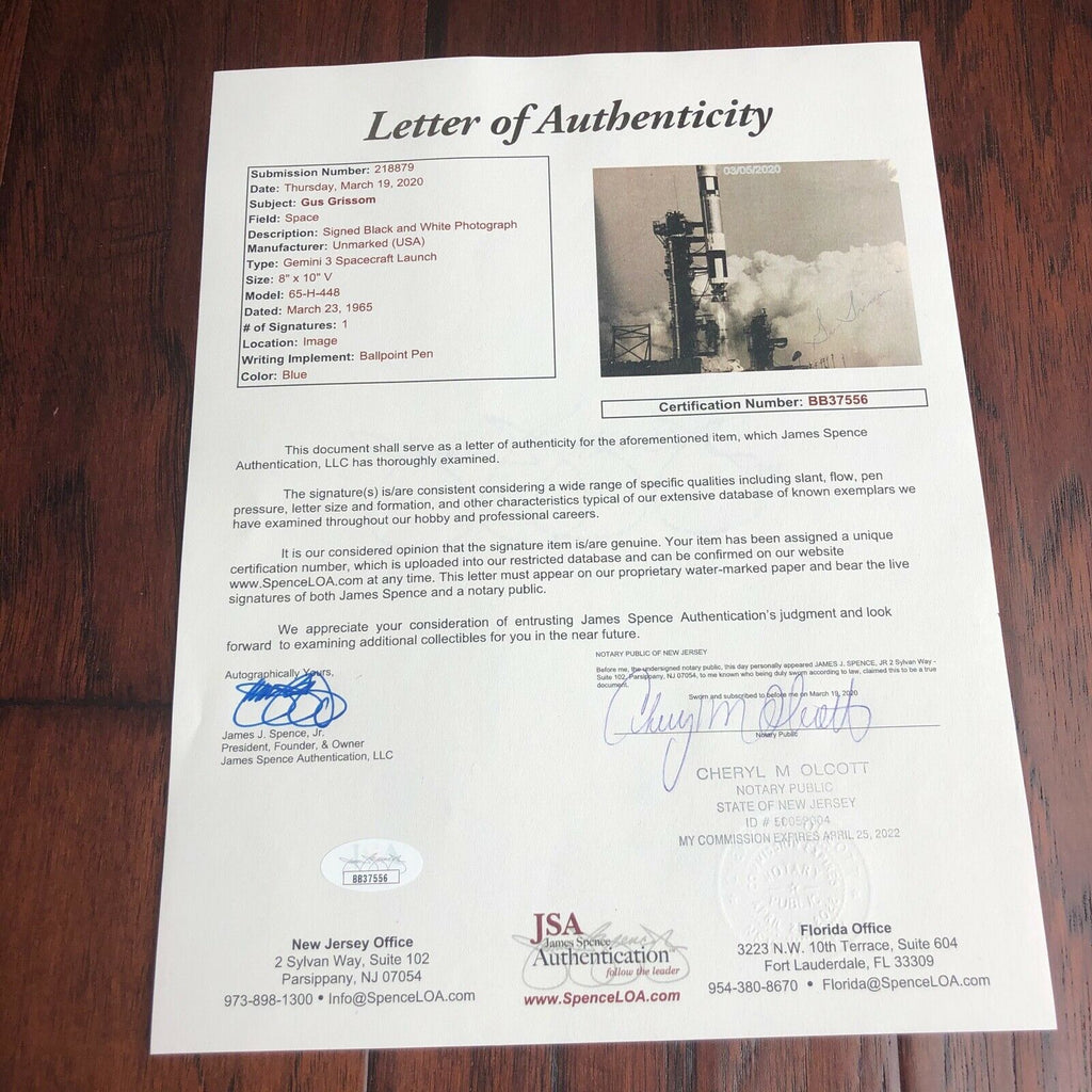 Gus Grissom * JSA * Scarce GEMINI 3 Rocket AUTOGRAPH Photo SIGNED * Apollo 1