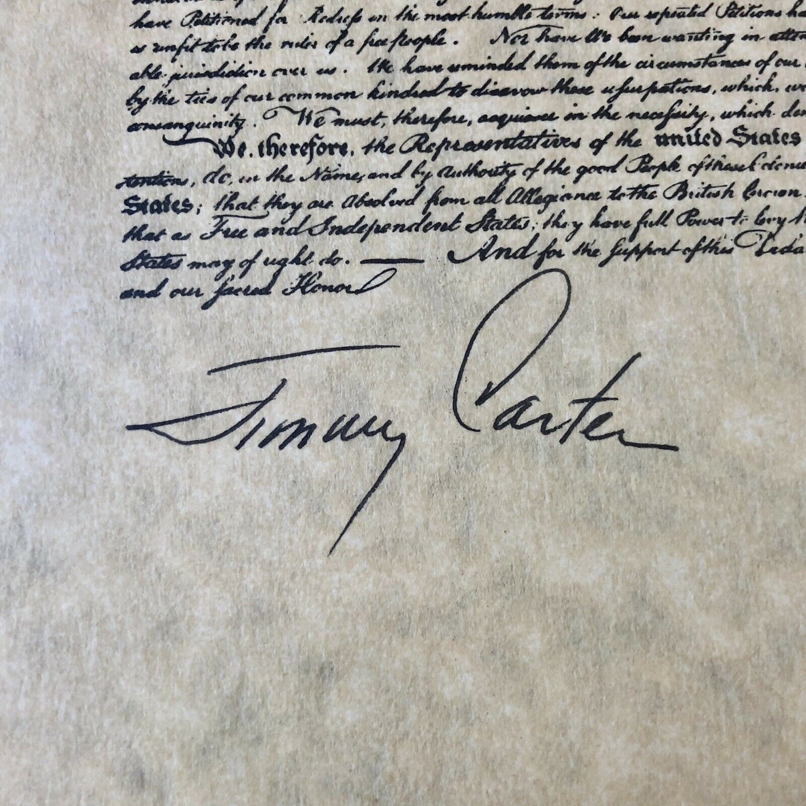 GERALD FORD & JIMMY CARTER * BAS * Autograph Declaration of Independence Signed