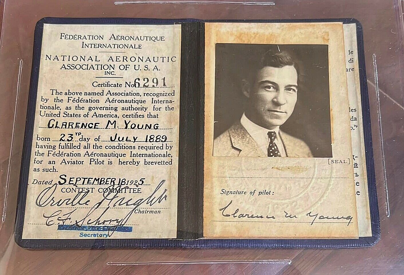 ORVILLE WRIGHT * BAS * Authentic AUTOGRAPH Pilot License SIGNED * Beckett
