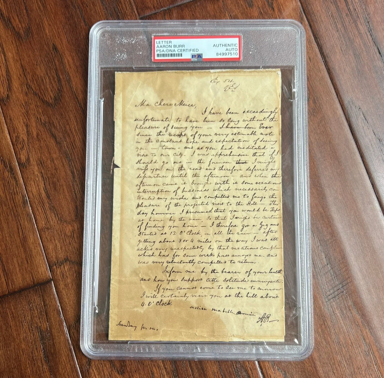 AARON BURR * PSA/DNA * Letter Signed Autograph * Dueled ALEXANDER HAMILTON