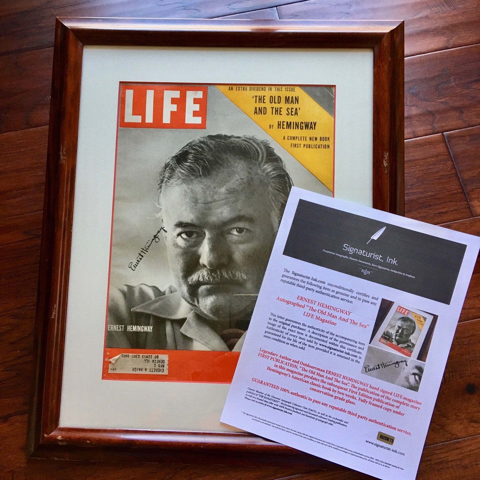 ERNEST HEMINGWAY Autograph OLD MAN & THE SEA First Publication LIFE Book SIGNED