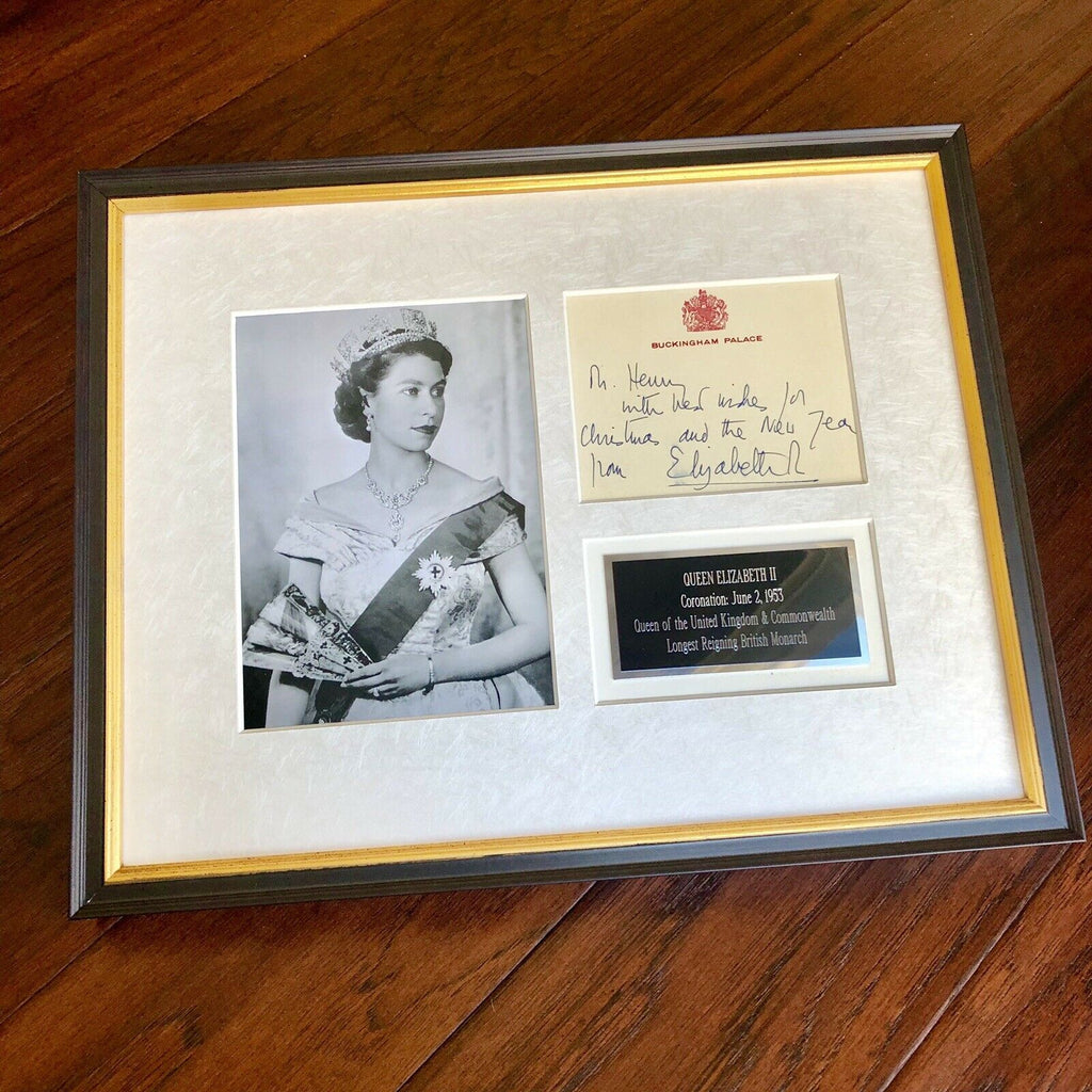 QUEEN ELIZABETH II * BAS LOA * Handwritten Autograph Buckingham Card SIGNED *