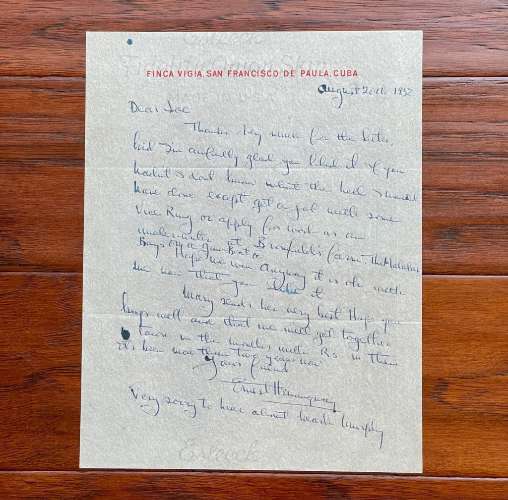 ERNEST HEMINGWAY * PSA/DNA * Autograph Letter Signed Re: "Old Man And The Sea"