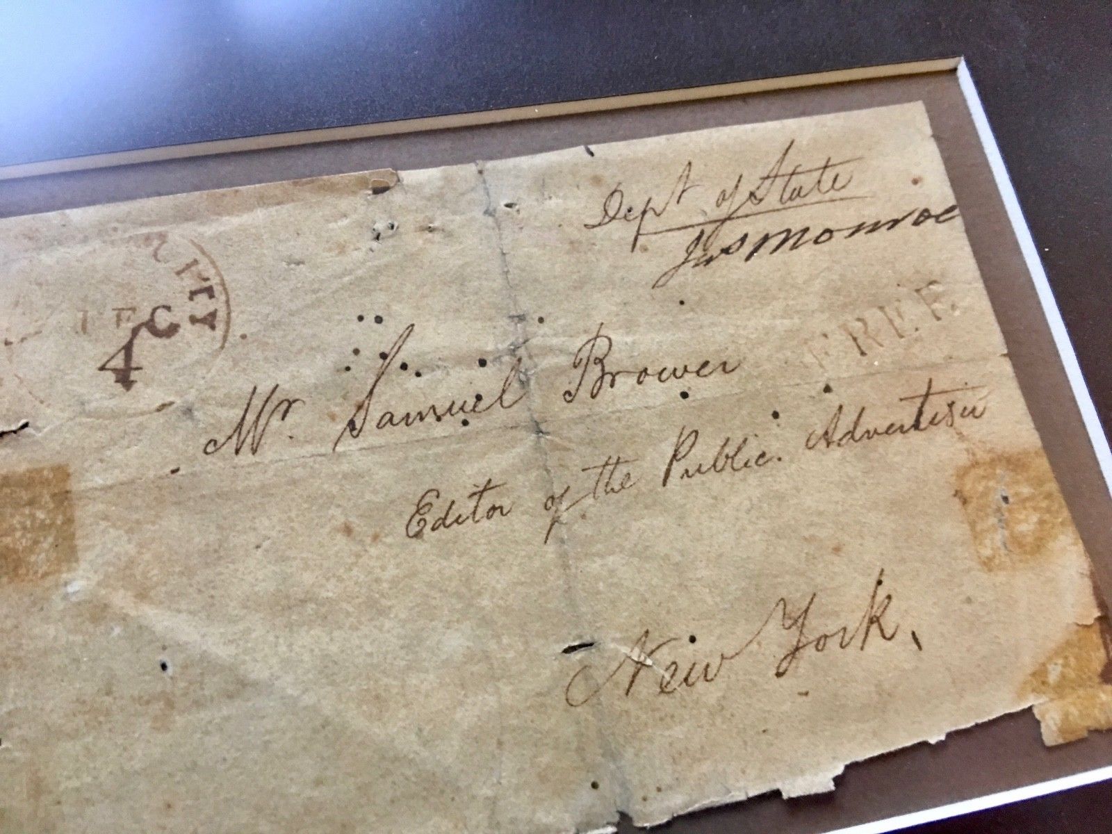 JAMES MONROE * Double (2x) AUTOGRAPH SIGNED as Secretary of State