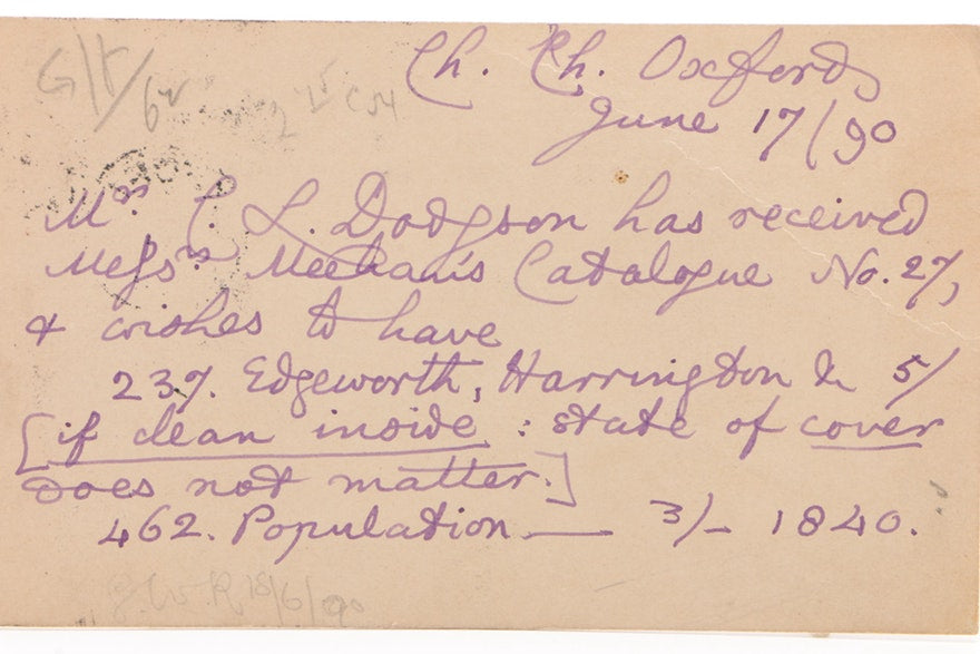 LEWIS CARROLL * JSA LOA * Charles L Dodgson Autograph Note Signed * Orders Books