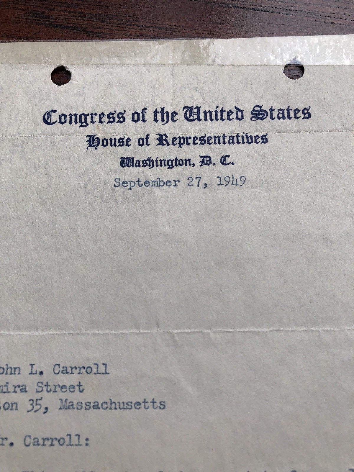 JOHN F. KENNEDY * EARLY 1949 Autograph Letter SIGNED * President House of Reps