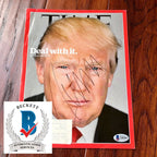 DONALD J TRUMP * Beckett BAS * Hand Signed Deal With It Time Magazine Autograph