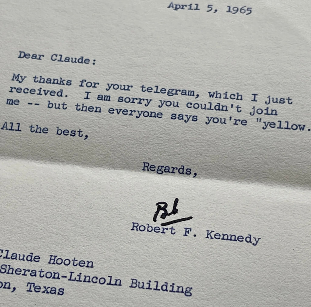 ROBERT F KENNEDY * PSA 10 * Autograph Letter Calling a Friend "Yellow" Signed