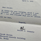 ROBERT F KENNEDY * PSA 10 * Autograph Letter Calling a Friend "Yellow" Signed