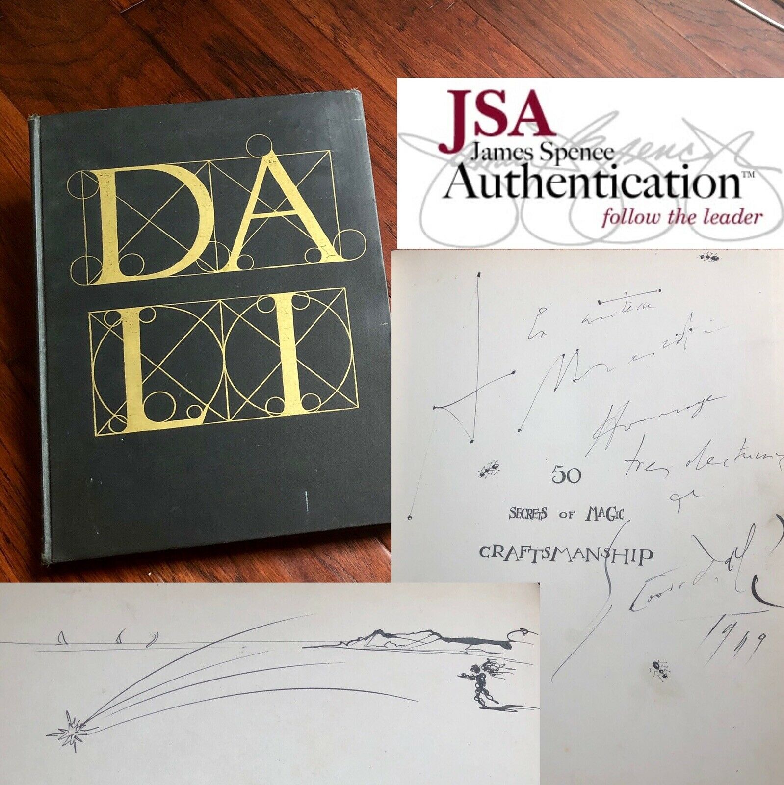 SALVADOR DALI * JSA LOA * Original Artwork Hand Signed Book * Artist Autograph