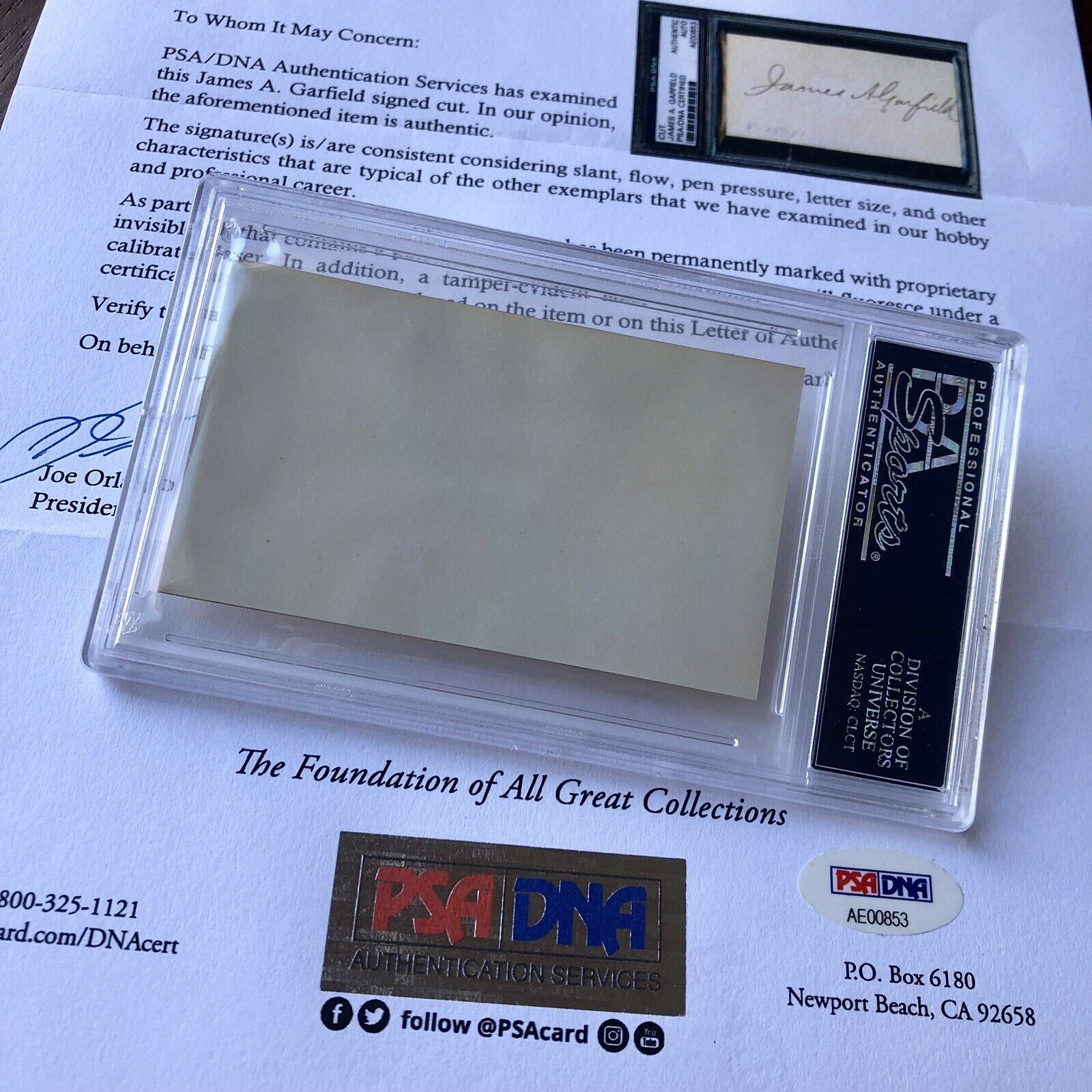JAMES A. GARFIELD * Autograph Card AS PRESIDENT Hand Signed * PSA/DNA Slabbed